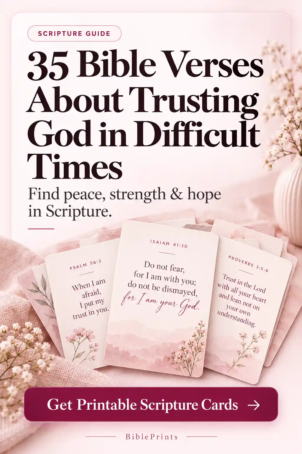 35 Bible verses about trusting God in difficult times with printable Scripture cards