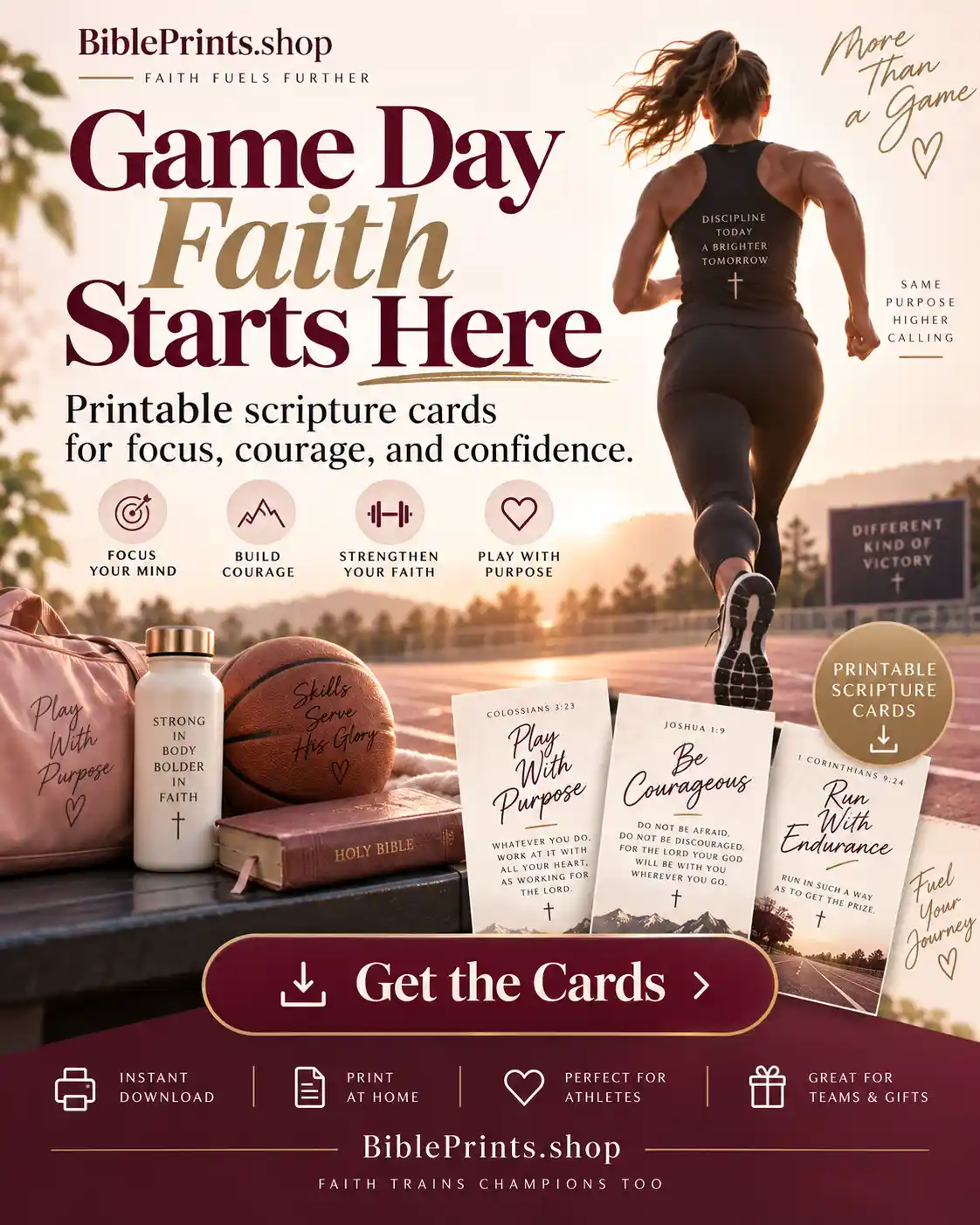 Bible verses for athletes on game day with Christian sports encouragement and Scripture references