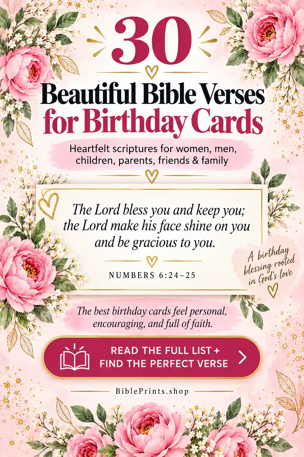 Bible verses for birthday cards with a Christian birthday blessing and Scripture