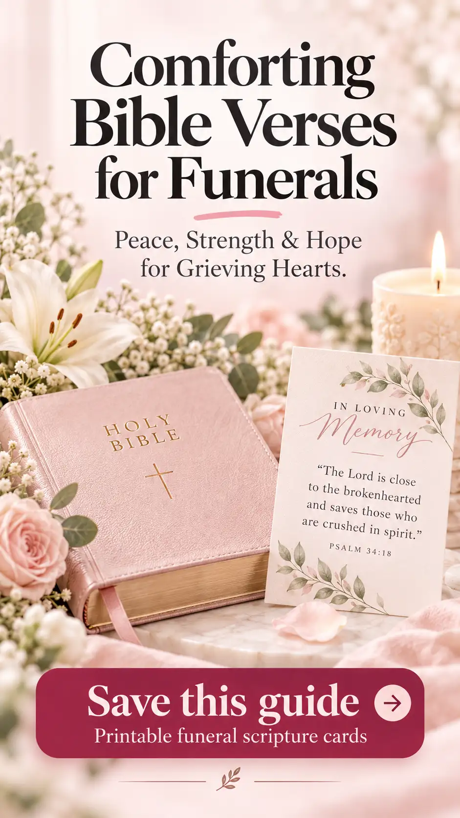 Comforting Bible verses for funerals, grief, peace, strength and hope