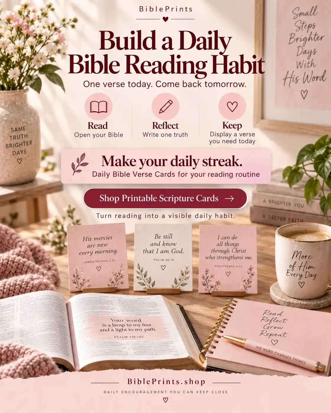 Daily Bible reading habit with printable Scripture cards and a daily verse routine