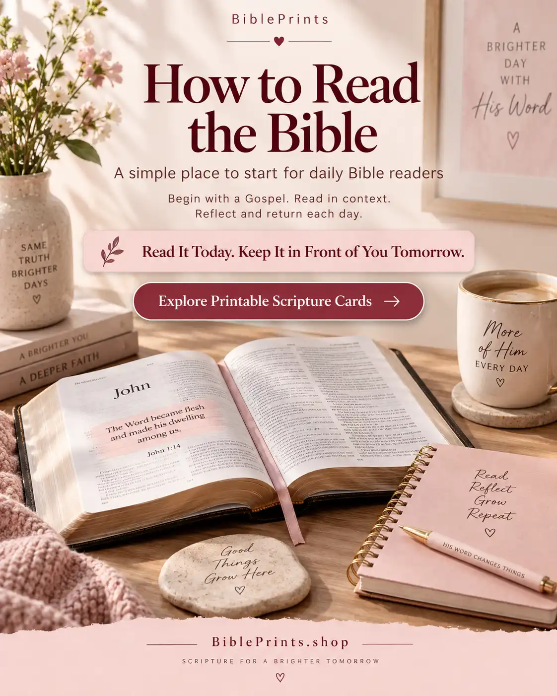 How to read the Bible beginner guide for daily Bible readers with printable Scripture cards