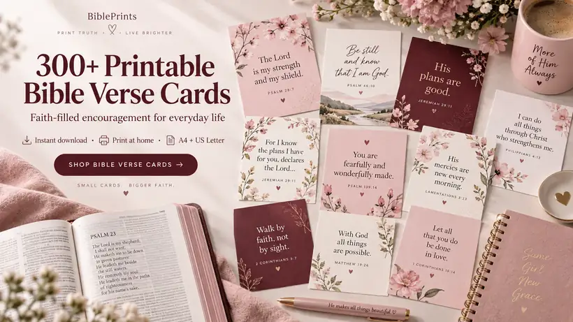 300+ printable Bible verse cards from BiblePrints for Christian encouragement and Scripture study