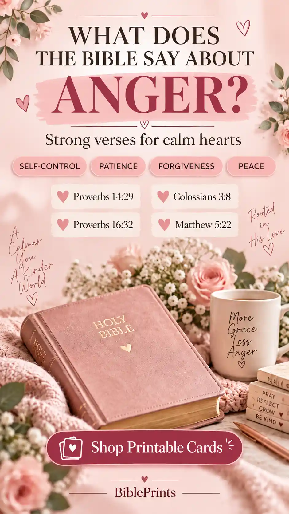 Short Bible verses for controlling anger with Scripture references for self-control, patience, forgiveness, and peace