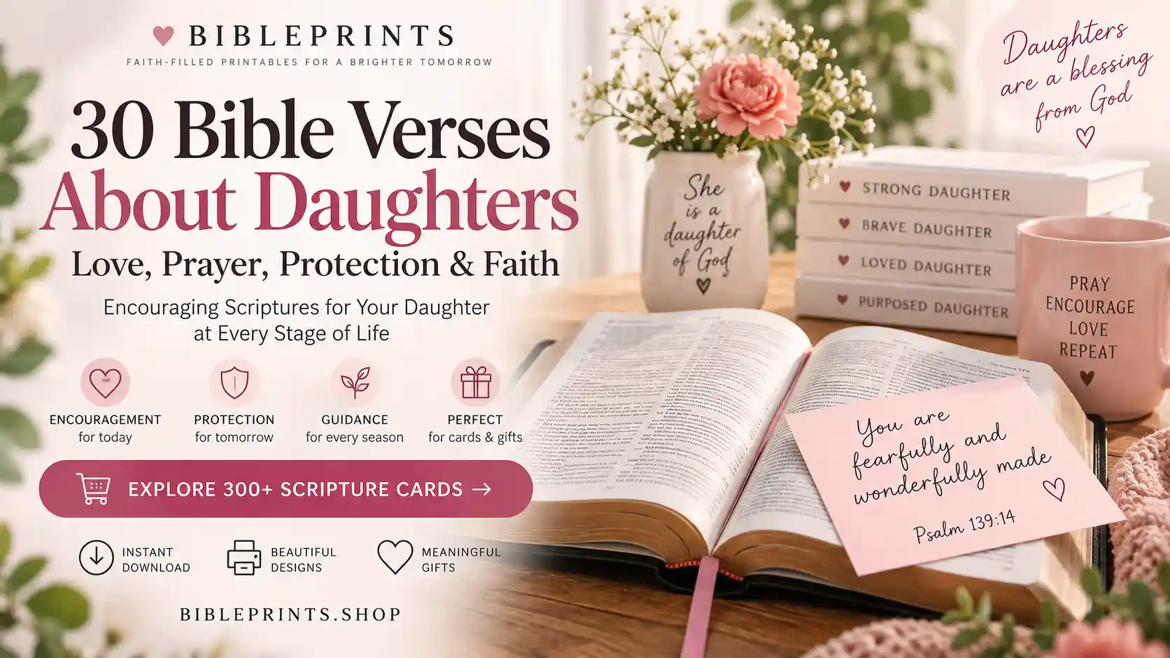Verses about daughters in the Bible guide showing direct daughter scriptures and verses to share with a daughter