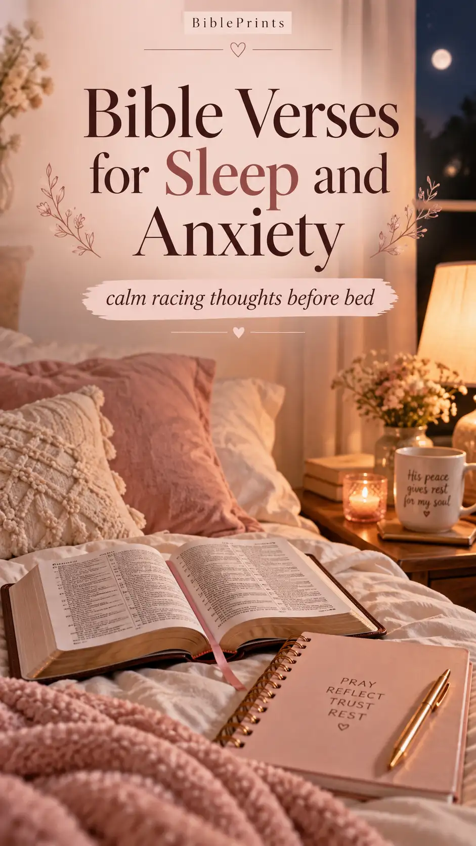 Bible verses for sleep and anxiety to calm racing thoughts before bed