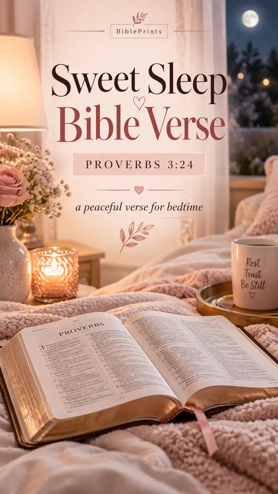 Sweet sleep Bible verse Proverbs 3:24 for a peaceful bedtime